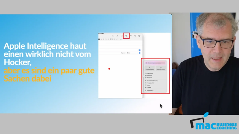 Eigener Screenshot/ ClubWebinar Apple Intelligence Mac